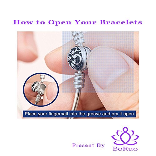 BORUO Sterling Silver Chain Bracelet Bangle Bracelet Style Snap Clasp Holiday Gifts Fits Troll Chamilia Carlo Biagi Zable Charms4