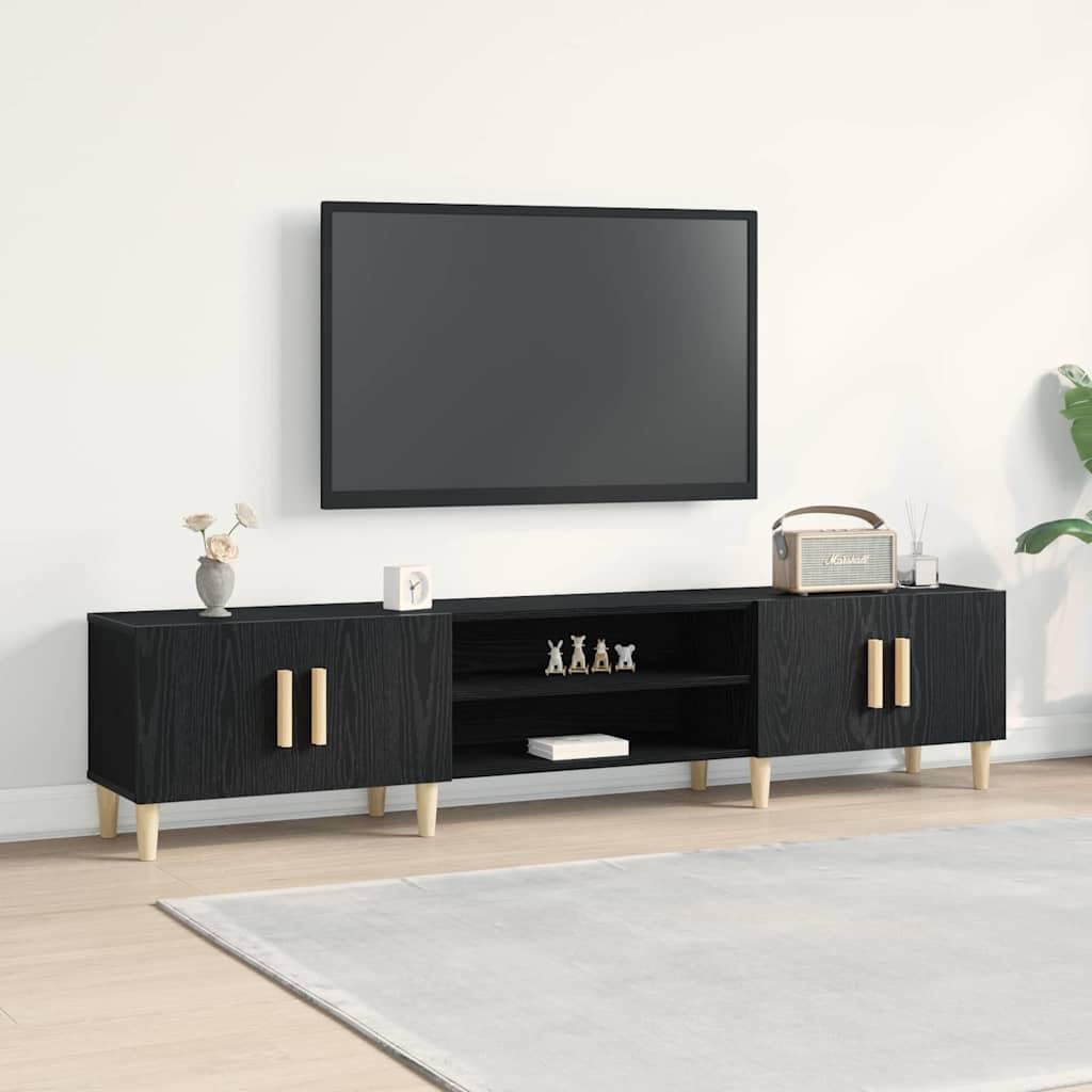 vidaXL Gabinete de TV Roble Negro 180 x 31,5 x 40 cm, Mueble Moderno para TV Rectangular, Consola Multimedia, Estante de almacenaje, Decorativo para tu hogar