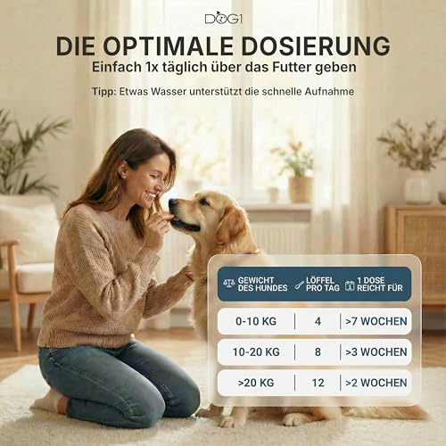 DOG1 Probiotika Pulver für Hunde – Made IN Germany - Unterstützt Darmflora & Verdauung - Probiotika Hund bei Durchfall - Präbiotika & Darmkur Pulver – Von Tierärzten entwickelt - 100g