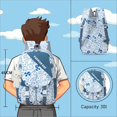 Image of Tinytot 30 Litre Japanese Korean Style School Bag Water-Resistant Laptop & Travel Backpack - Unisex Large 18 Inches Multipurpose Student Backpack for Boys & Girls, Men & Women