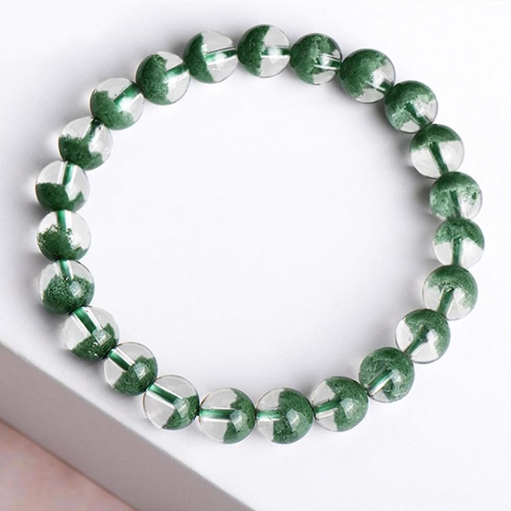 Grünes Phantomquarz-Armband | Natürliche Stretch-Schatzbecken-Kristallarmbänder | Runde Energie-Edelsteinperlen | Für Frauen & Männer, Paare,13mm