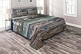 Ambesonne Nature Coverlet, Cumulus Clouds on Grand Canyon Valley with Beams Idyllic Nature Photography, 3 Piece Decorative Quilted Bedspread Set with 2 Pillow Shams, Queen Size, White Brown
