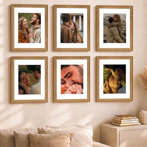 Image of Art Street Wooden Photo Frame for living room, Aesthetic Cave Design Photo Frames for Photograph, Art Work, Certificates Set of 6 (12x16 Inch, Wood Brown)