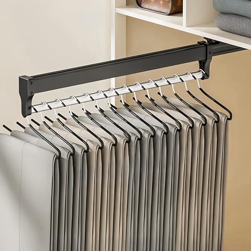 ANXJLEO Pull Out Clothes Hanger Rail Rack,Extendable Trouser Hangers, Space-saving,Telescopic Rail Heavy Duty