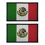 EmWoot 2PCS Americas Mexican Flag Patch Embroidered Morale Patch Military Tactical Patches Hook and Loop Applique Fastener