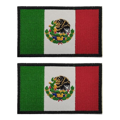 EmWoot 2PCS Americas Mexican Flag Patch Embroidered Morale Patch Military Tactical Patches Hook and Loop Applique Fastener