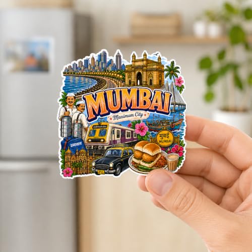 Image of Zesta Wooden Fridge Magnets Set | Refrigerator Decor Magnets for Kitchen | India Souvenir Fridge Magnet Collection | Wooden Magnet for Fridge Door Decoration (Mumbai)