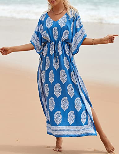 Image of Eddoyee Loose Beach Kaftan Dresses for Women Caftan Swimsuit Cover Up