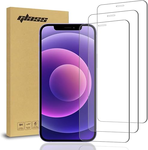 Rome Tech Paquete de 3 protectores de pantalla de vidrio templado para iPhone 12 Mini de 5.4 pulgadas (2020), protector de pantalla 9H, compatible