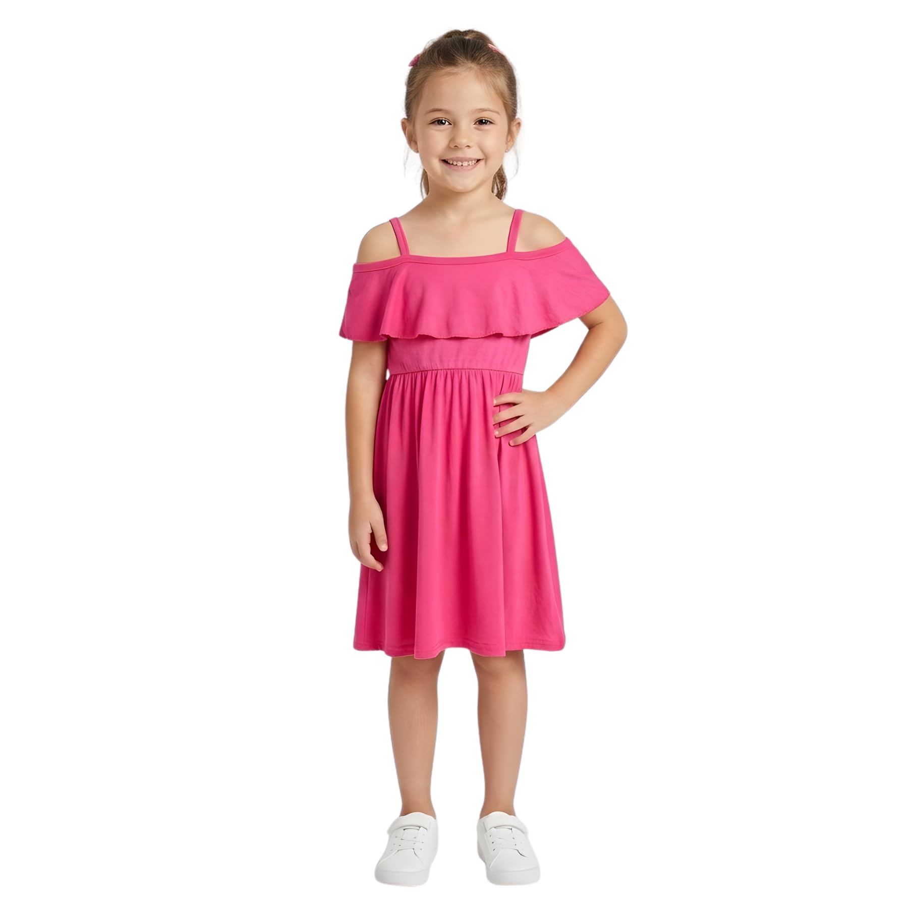 A2z 4 Kids Girls Pink Off Shoulder Skater Dress Party Wear Age 5-24
