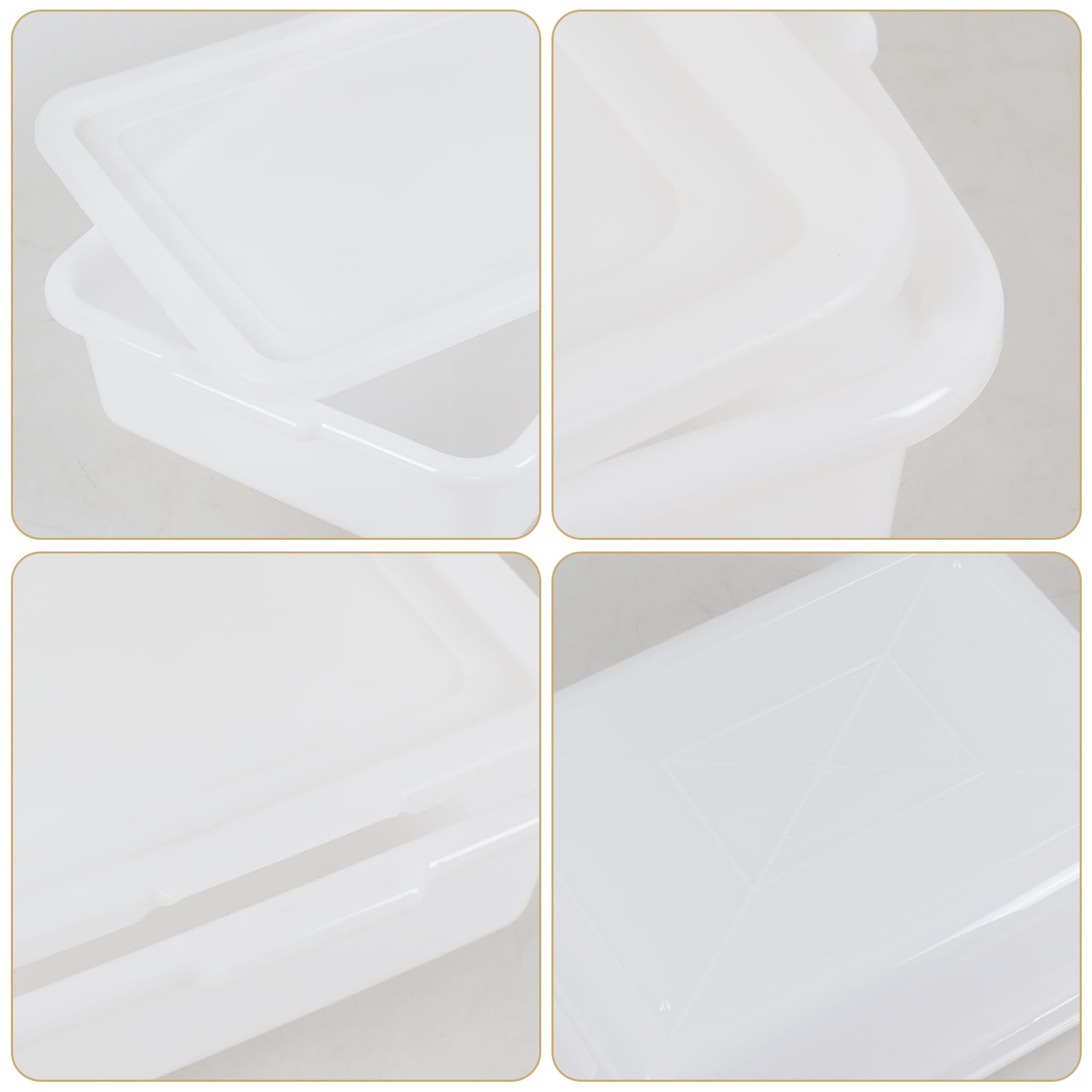 Doryh 12-Pack 13 L Commercial Bus Tub with Lid, Plastic Dishpan Tub, White