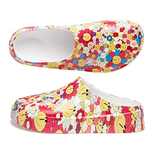 Uin Women's Clogs Art Paited Color Slip On Beach Shoes Water Slides Mules Slippers Tenerife Smiley Hana 4 (6) #TOP4