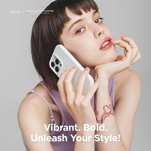 Image of elago Compatible with iPhone 15 Pro Case, Liquid Silicone Case, Full Body Protective Cover, Shockproof, Slim Phone Case, Anti-Scratch Soft Microfiber Lining, 6.1 inch (White)
