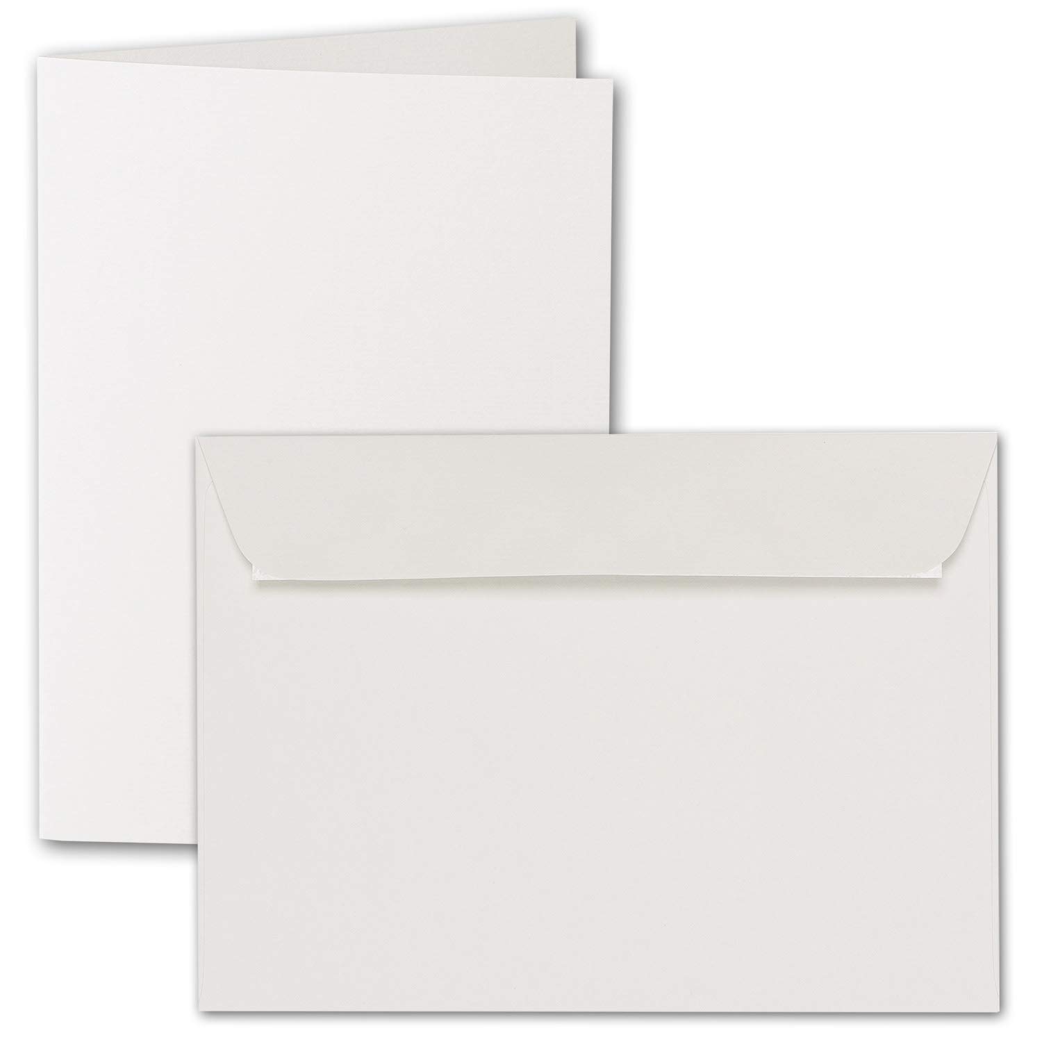 ARTOZ 50x DIN A6 Faltkarten-Set mit Umschlägen - Ivory-Elfenbein (Creme) - 105 x 148 mm - gerippte Bastelkarten blanko mit Brief-Umschlägen - 220 g/m²