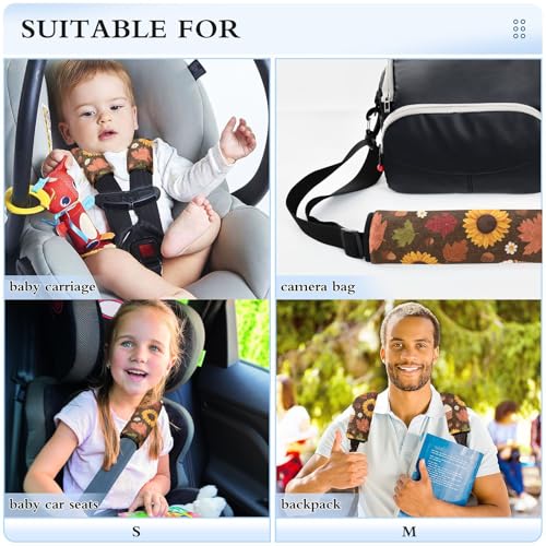 Image of 2 Pack Seatbelt Covers Seat Belt Cover Pad for Adults Boys Girls Car Seat Strap Covers Pads Cushion Universal Shoulder Strap Pad Protector for Backpack Camera Bag 6.5 Inch Sunflowers Maple Leaves Pump