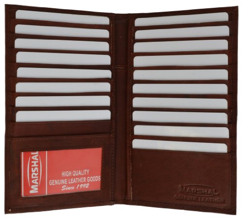Genuine Leather Credit Card Holder Wallet 19 Card Slots + 1 ID Window (Burgundy)