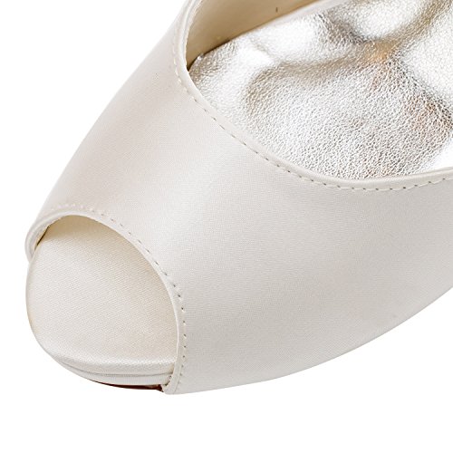 Emily Bridal Wedding Shoe Ivory Wedding Shoes Satin High Heels Peep Toe Pearls Lace up Bridal Shoes4
