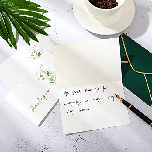 YapitHome 24 Pcs Heavy Duty Green Thank You Cards Thank You Cards Wedding Thank You Cards Multipack with Envelopes Sticker for Business,Weddings,Graduation,Baby Shower - Image 4