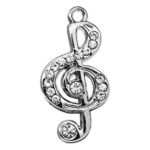 M104-E Clear Crystal Music Note Charm Pendant Bead Wholesale (10 pcs) Cover