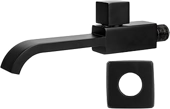 Torneira Fria Única, G1/2 Montada na Parede Lavatório Lavatório Torneira de Latão Torneira de Água Fria Acessórios de Banheiro Preto Fosco