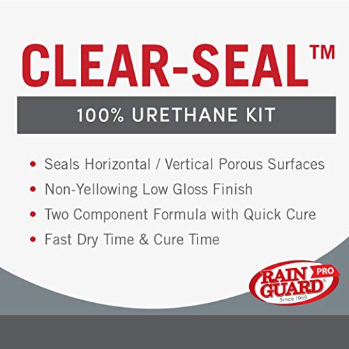 Rain Guard Water Sealers CU-0313 Clear-Seal 100% Urethane 2-Part Gloss Coating Ready to USE Covering up to 1500 Sq. Ft on New and Older Surfaces. 5 Gallon Kit A and B, Non-Yellowing Gloss Finish