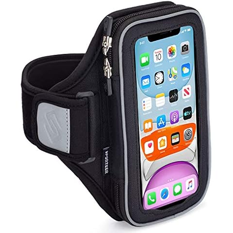 Sporteer Velocity V7 Running Armband - Compatible with iPhone 16, 16 Pro, 15, 15 Pro, 14, 14 Pro, iPhone13/13Pro, Galaxy S24, S23, S22 5G, Google Pixel, and Many More Mobile Phones - Fits Most Cases Cover
