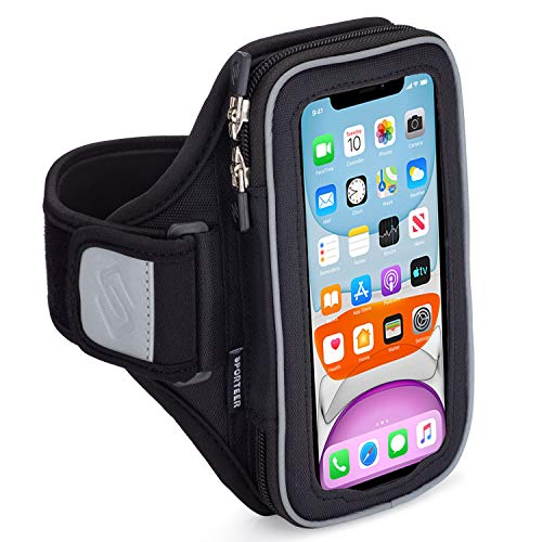 Sporteer Velocity V7 Running Armband - Compatible with iPhone 12, 12 Pro, 11, XR, 11 Pro, Xs, 8, 7, Galaxy Note 10, Galaxy S20, S10, S10e, S9, S8, Pixel 4, 3a, LG, Moto and More - Fits Most Cases