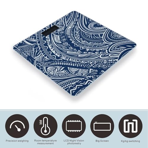 Báscula Digital para Baño con Diseño Azul Polinesio y Vidrio Templado miniatura 3