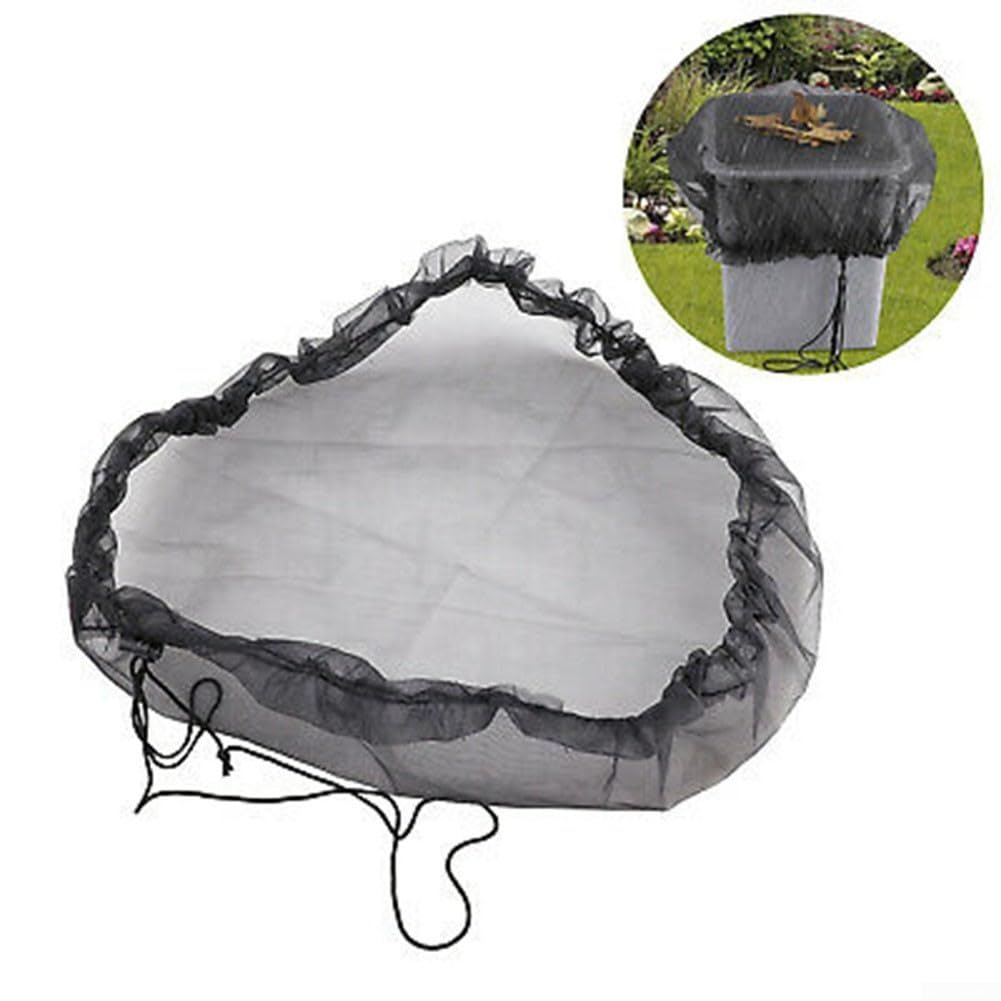 Red de protección contra la lluvia para jardín, material de polietileno fino, diseñada para cubos colectores de agua al aire libre de menos de 80 cm de diámetro, cierre de cordón, impermeable y