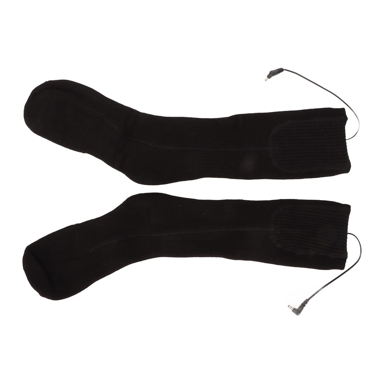 Chaussettes chauffantes électriques alimentées par batterie rechargeable chaussettes thermiques infrarouges en coton chaud pour les sports de plein air camping d'hiver randonnée (Tout noir)