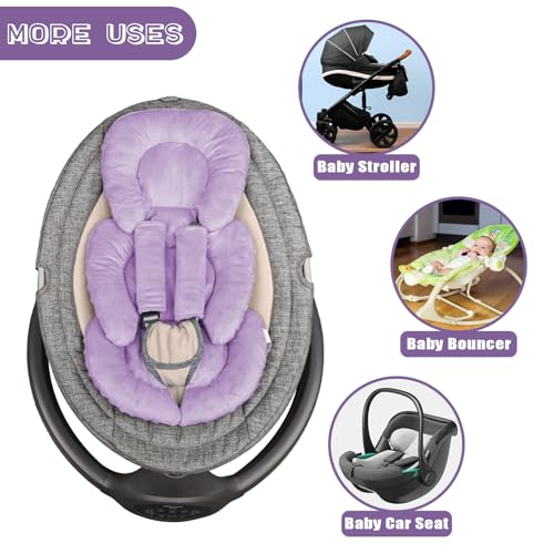Image of Infant Car Seat Insert Head and Body Support, GFU Reversible Newborn Insert for Carseat with Strap Pads, Soft Stroller Cushion Pillow Insert for Boys and Girls, Fits for Stroller, Swing, Purple