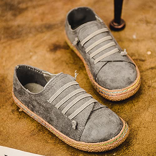 Huixing Art Women's Casual Round Toe Pumps Slip-On Breathable Flat Single Shoes2