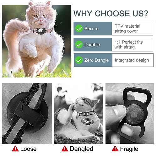 Reflective Airtag Cat Collar, JIARUI Integrated Apple Airtag Cat Collar, GPS Cat Tracker Collar with Airtag Holder and Bell - Image 3