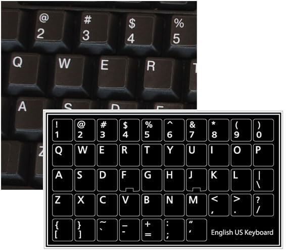 Sticker para teclado inglés US fondo negro mate miniatura 7