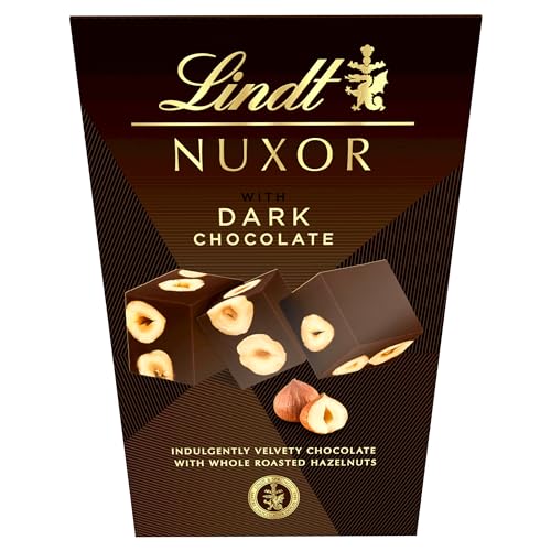 Lindt Nuxor Rich Gianduja Dark Chocolate Ganache With Whole Roasted Hazelnuts Box, 150g - Gift Present or Sharing Box - Easter, Birthday, Celebrations, Congratulations