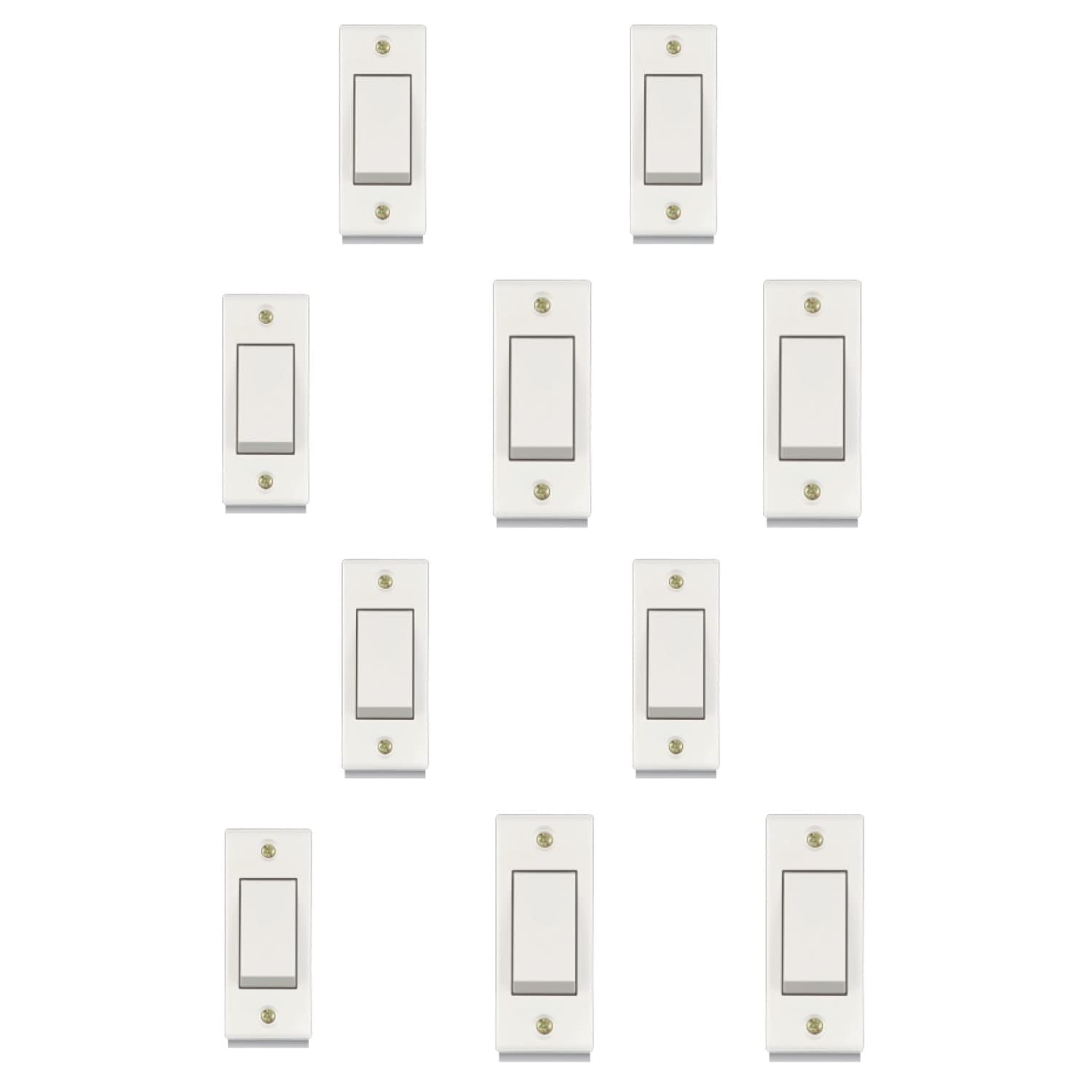Glare Max 6Amp Non-Modular Electrical Switch with Screws, Polycarbonate Body, Heavy Duty, Suitable for Home & Office Use Color - White (Pack of 10)-picture-21