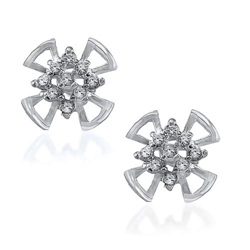 925 Sterling Silver Floral Stud Earrings For Women