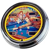 Reloj de pared de neón Flipper Eight Ball Bally 1977 "reloj de pared Deko-clock iluminado estilo de los años 50 Retro Neon Clock comedor cocina sala de estar oficina (Gelb)