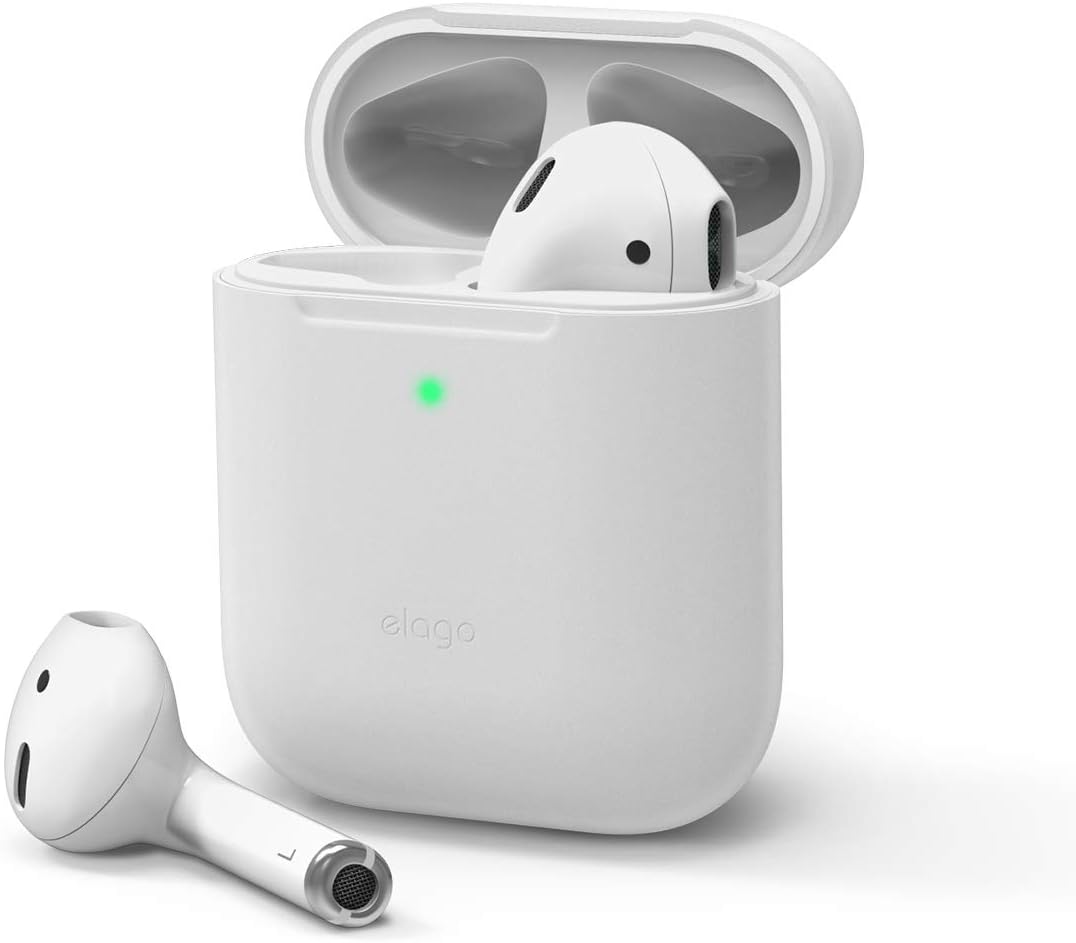 elago Skinny Case Compatible with AirPods 1 and Compatible with AirPods 2, Front LED Visible, Supports Wireless Charging, Anti-Slip Coating Inside [Nightglow Blue]