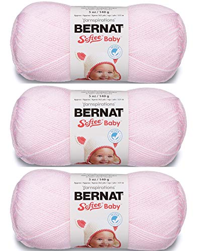BERNAT SOFTEE BABY - PACK OF 3 BALLS - 140G EACH BALL - PINK, 11 x 9 x 3 inches