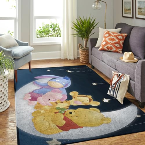 Image of Lotus Towel The Pooh Hundred Acre Wood Washable Living Room Rug, 2x3ft