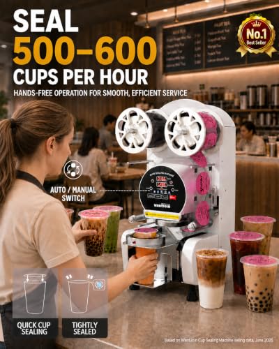 Image of WantJoin Cup Sealing Machine Full Automatic Bubble Tea Cup Sealer