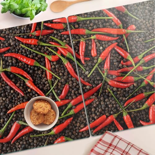 Planche de cuisine en verre 2x40x52 cm piments pour crédence et découpe - 5