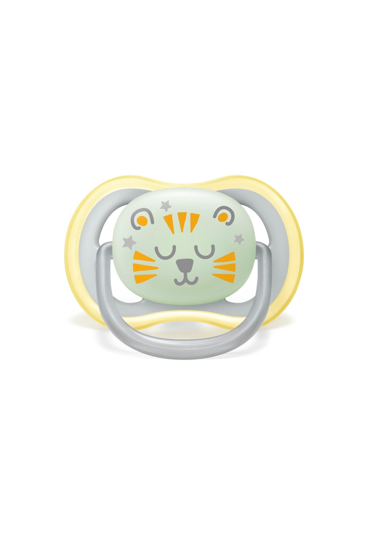 Succhietto Philips Avent Ultra Air Nighttime - Confezione da 2, ciuccio fluorescente traspirante senza BPA per bambini dai 18 mesi in su, include scatola di trasporto e sterilizzazione, Cloud/Tiger