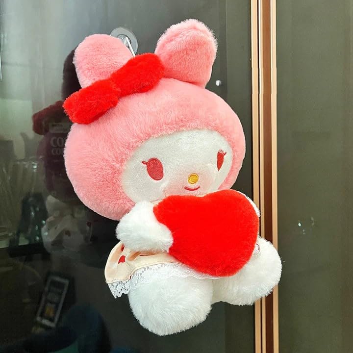 Image of Pink Plush Doll with Heart, Soft Stuffed Animal Toy, Valentine's Day Gift 25 cm (red,Pink,White)