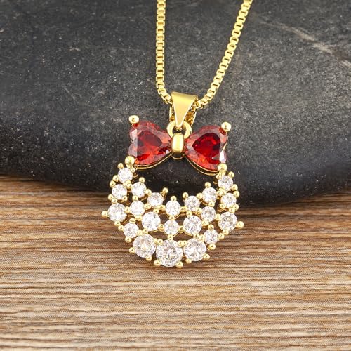 Collier cœur rouge en zircone et chaîne réglable style élégant