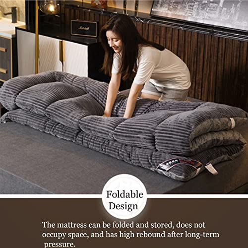 Traditionele Japanse Futonmatras 4 Inch Dikke Vloer Tatami-slaapmat Opvouwbaar Opvouwbaar Campingbed Voor Studenten Slaapzaal Gastenbank (Kleur : Szary, Grootte : 180x200cm) - Afbeelding 6