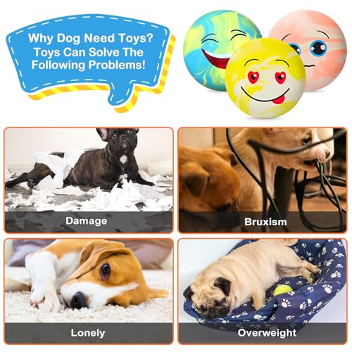 PORFOYO Quietschende Hundebälle, 6 Stück Quietschendes Hundespielzeug, Quietschball Für Hunde, Hundeball Unzerstörbar, Weiches Latex Bouncy Fetch Bälle Für Große, Mittelgroße, Kleine Hunde (Bunt)