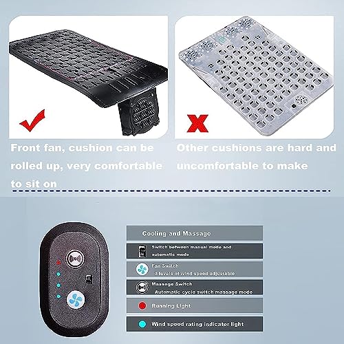 Image of 12V Ventilated Seat Cushion Cooling Car Seat Cushion with Comfortable Massager 8 Fans Adjustable 3 Cooling Levels for Summer Driving Perfect for Summer Road Car