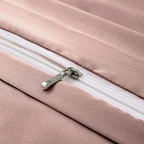 Image of Ersmak 6 Pieces Satin Duvet Cover Full /Queen Size Luxury Silky Bedding Duvet Cover Set with 1 Soft Duvet Cover, 4 Queen Pillowcases and 1 Body Pillowcase, Champagne